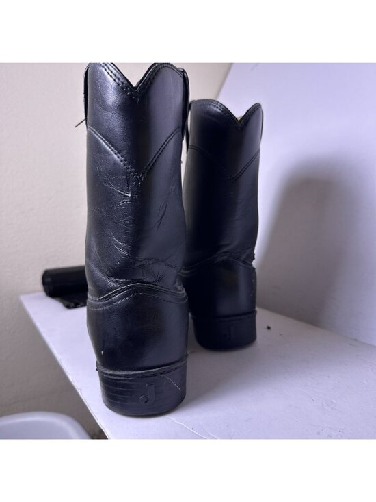Justin Basic Leather Western Roper Boots Shoes Men Sz 11EE Black Cowboy Wear main image 5